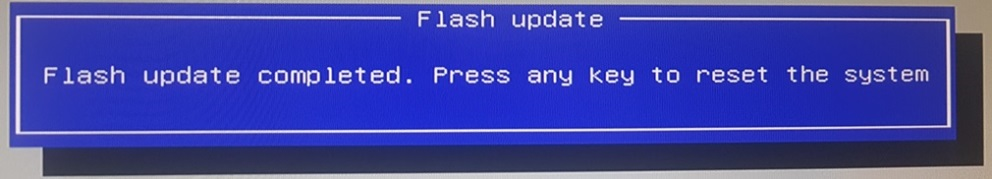 Mensaje de finalización de la actualización del BIOS
