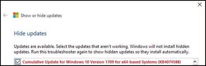 Microsoft Hide Updates