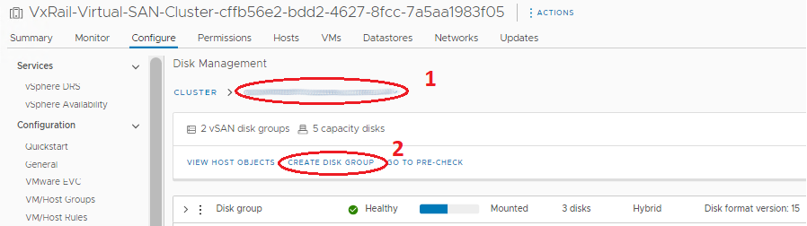 Створення нової групи дисків vSAN на хості Esxi за допомогою vSphere