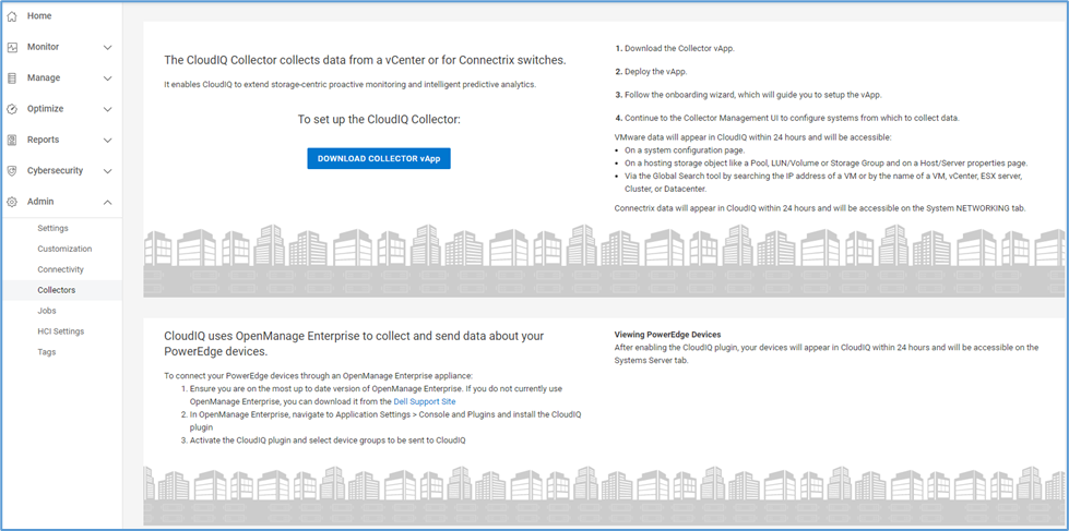 Écran de téléchargement de CloudIQ Collector