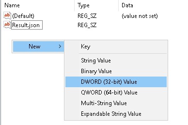 DWORD (32-bit) Value option