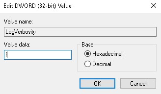 Value data populated with f in hexadecimal