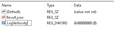 Denominazione della DWORD come LogVerbosity