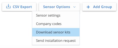 Selecting Sensor Options and Download sensor kits