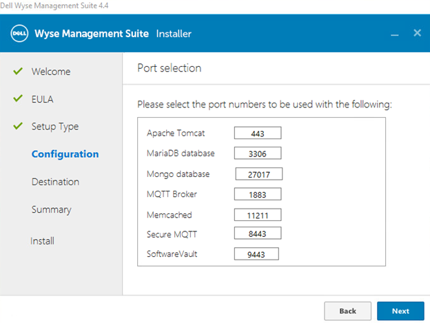 Port selection menu