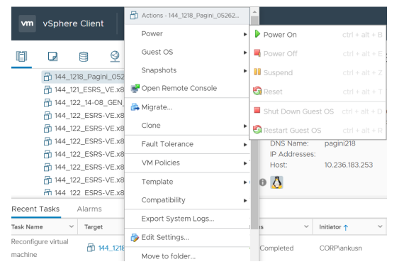Vsphere Powering Off the VM