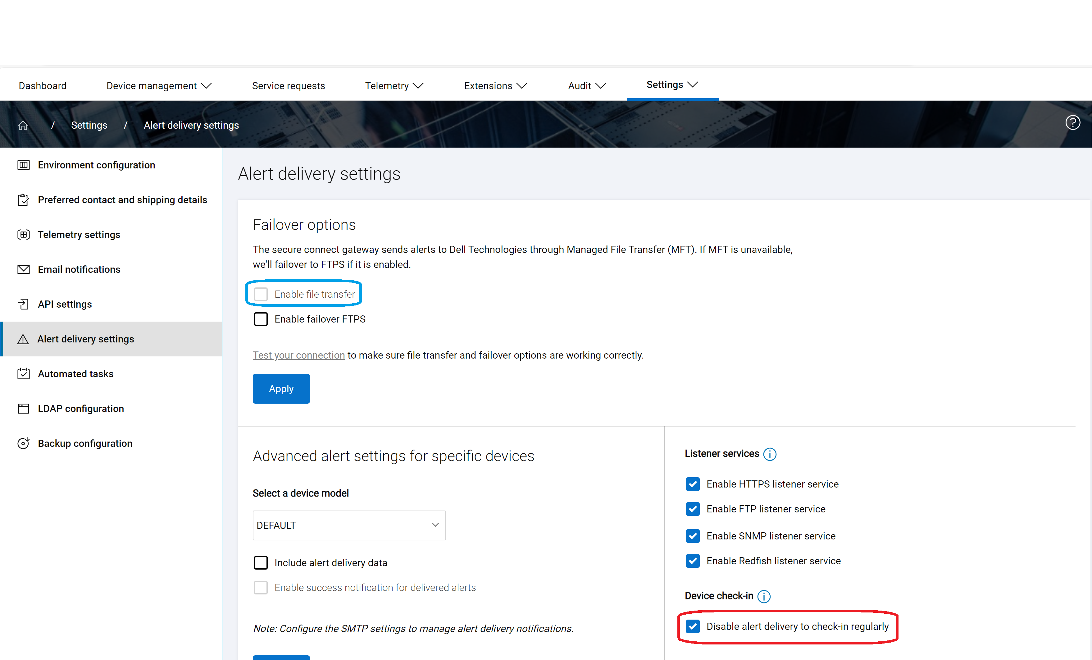 Failover-indstillinger