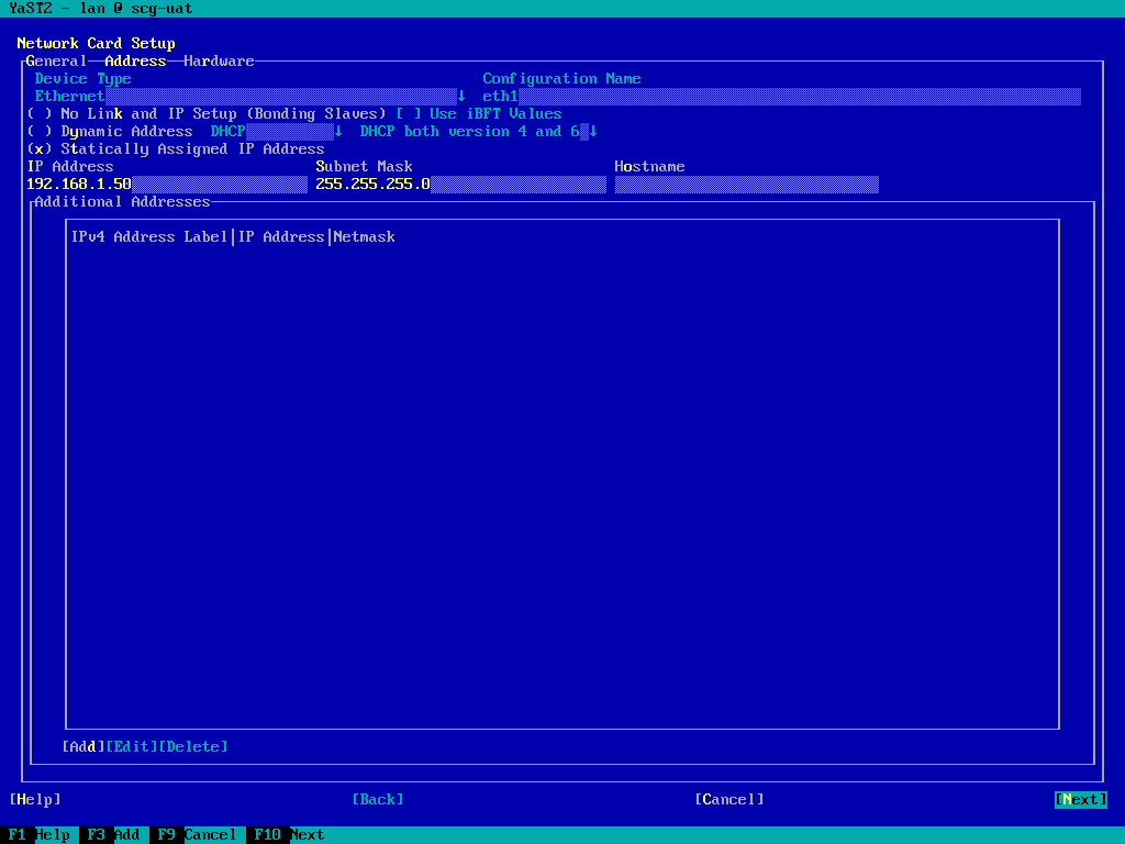 Set the IP address & Subnet mask