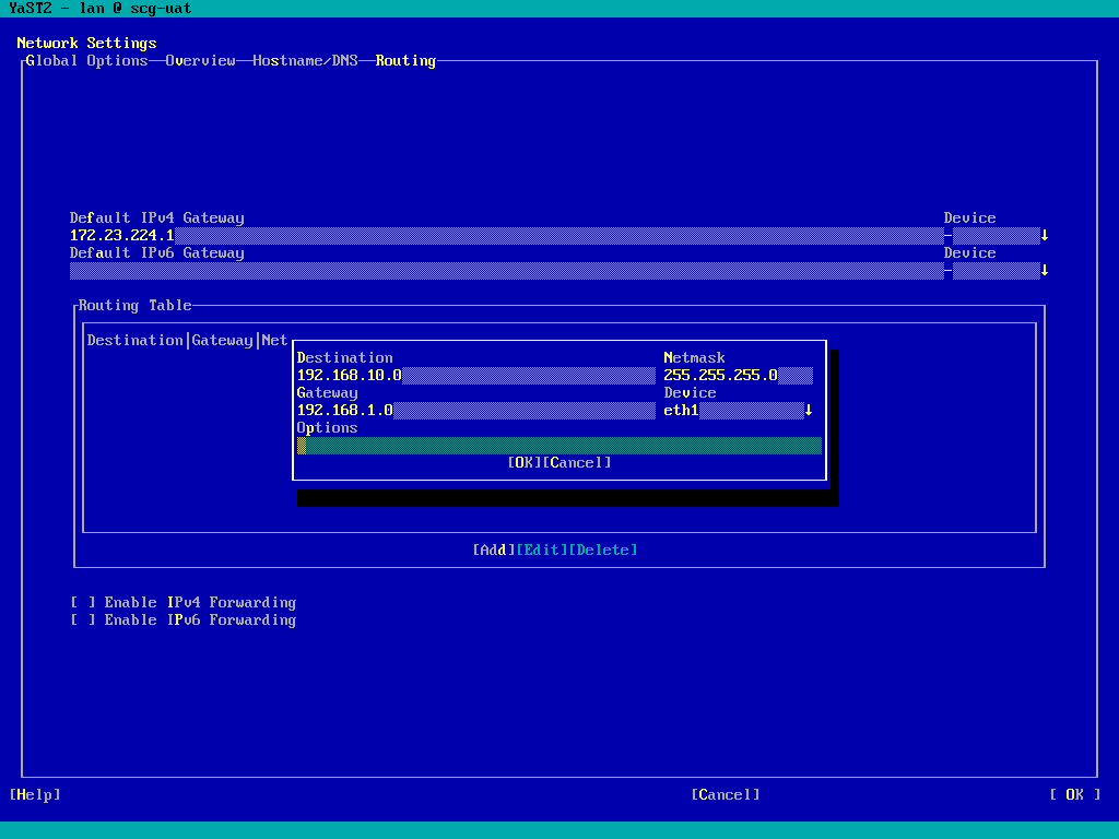 Add any required static routes