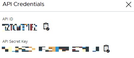 API Credentials menu