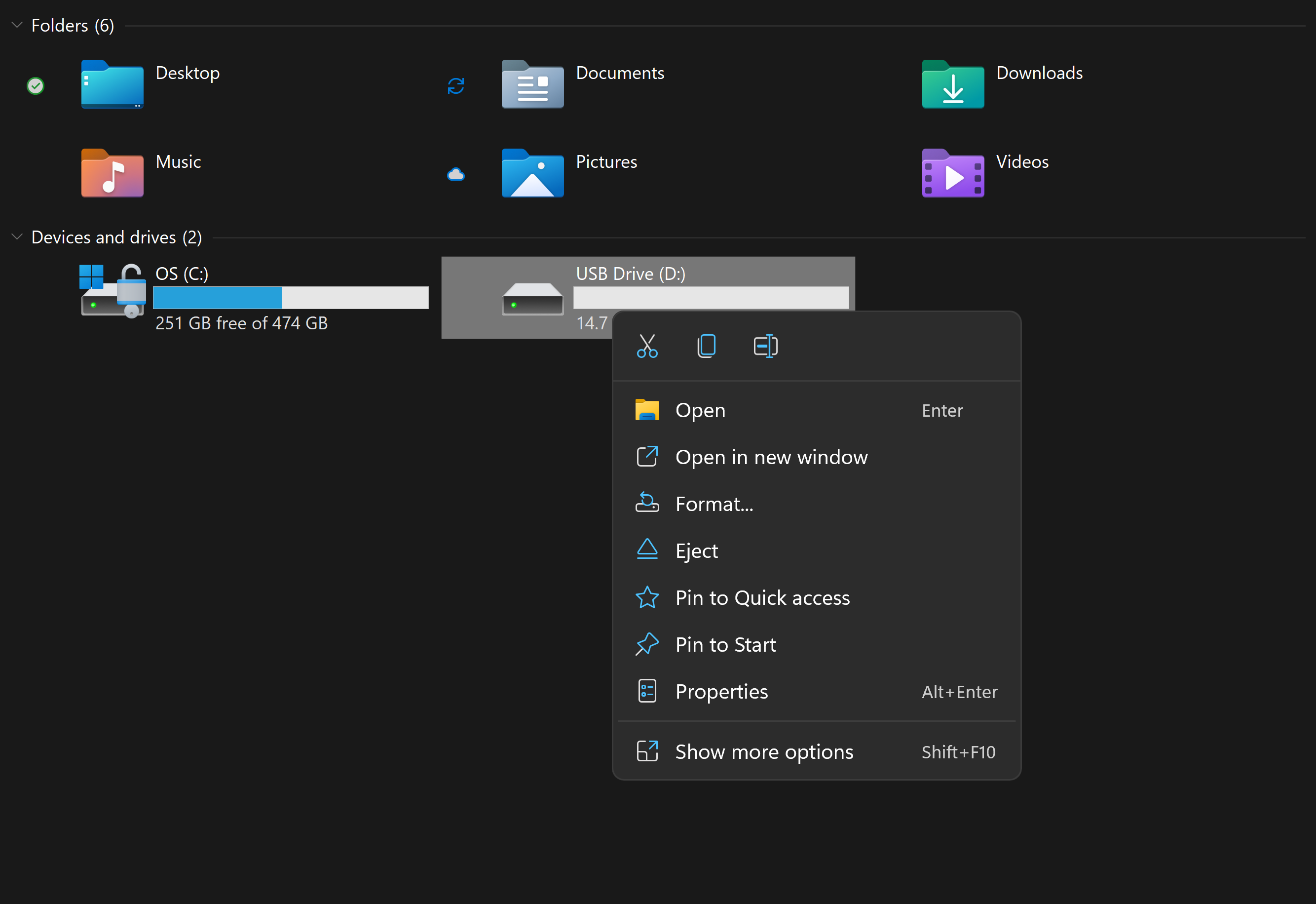 Drive showing in the File Explorer app in Windows