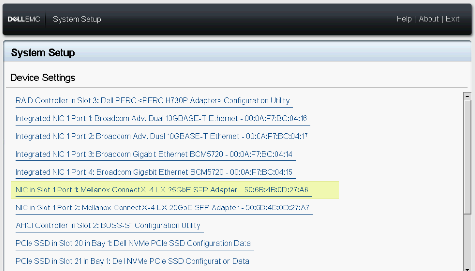 BIOS-apparaatniveau Mellanox