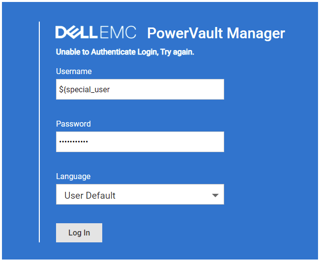PowerVault Manager 登入畫面