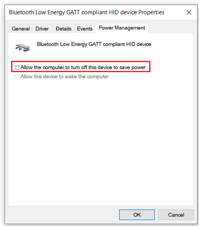 Janela Propriedades do dispositivo Bluetooth