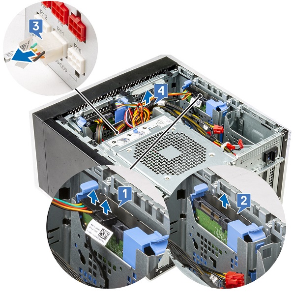 Disconnecting SATA power cables