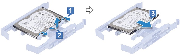 Extracción del soporte del disco duro