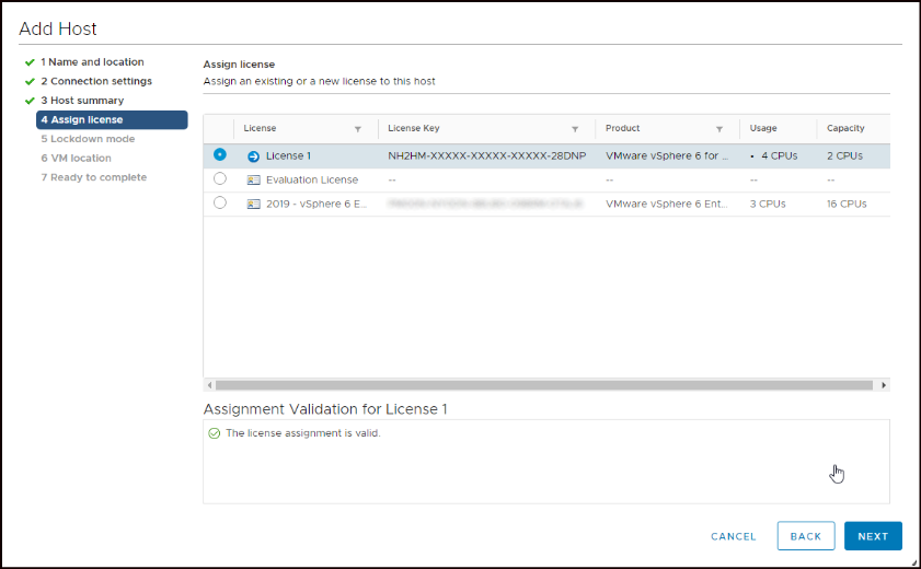 Add Host - Assign license