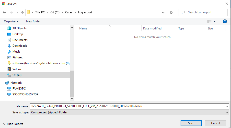 Figure 5: Select a location to save the log