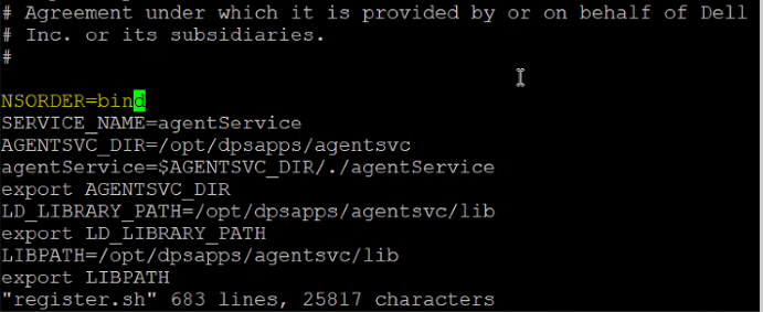 Modificare il file in modo che NSORDER = bind