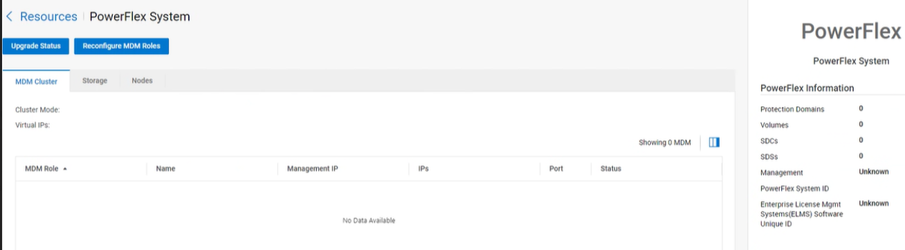 PowerFlex 4.x - PowerFlex system resource reports no information in ...