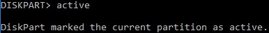 Marking the current partition as active