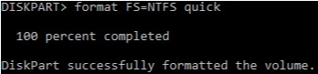 Formatting with NTFS