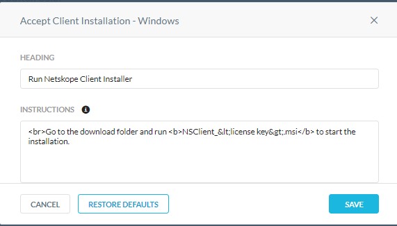 Accepter l'installation du client - Windows