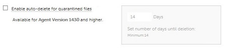Automatisches Löschen für in Quarantäne gestellte Dateien aktivieren