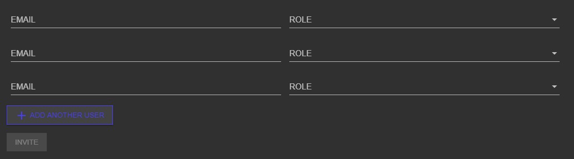 E-postfält, roll och inbjudningsknapp