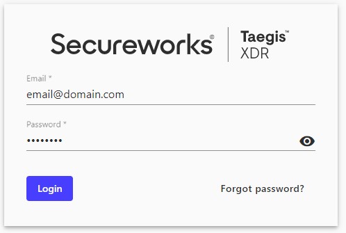 Secureworks Taegis XDR 로그인 화면