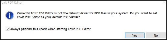 Paramètre par défaut de Foxit PDF Editor