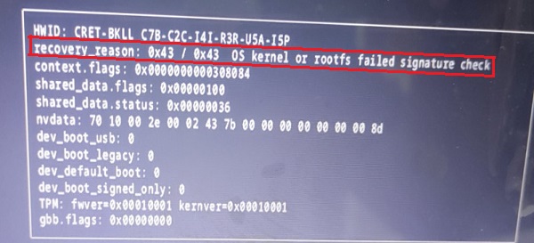 Código de motivo de recuperación 0x43