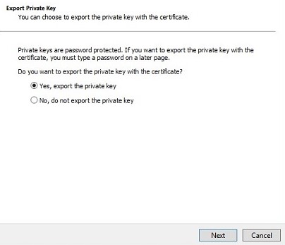 Exporting the private key