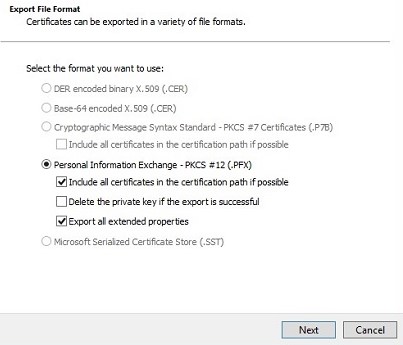 Format du fichier d’exportation