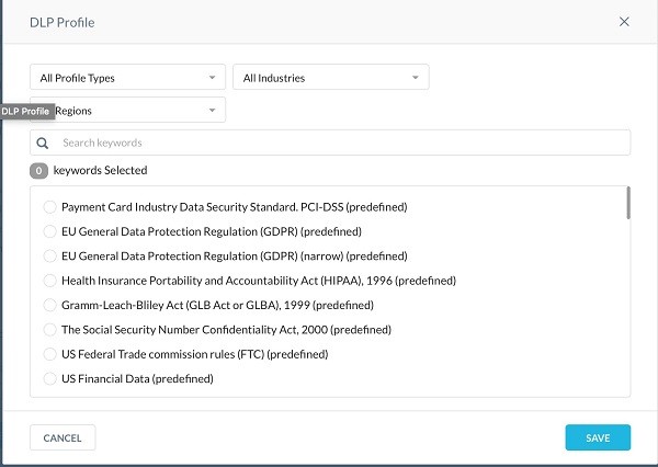 Selecting a DLP profile