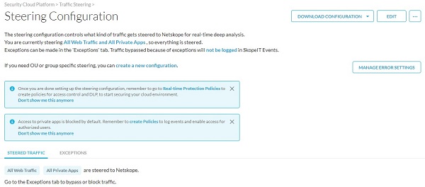 Manage Error Settings