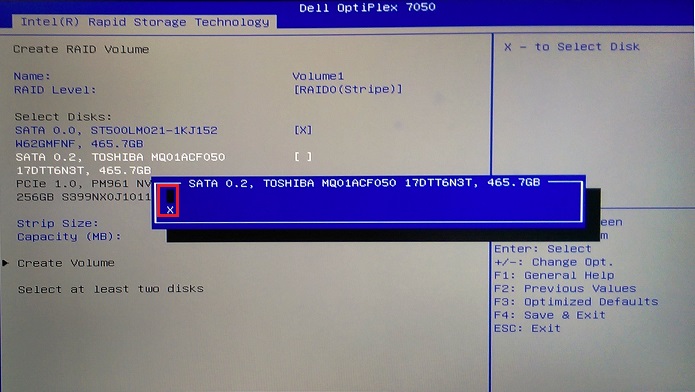 Selection of the second drive for the array