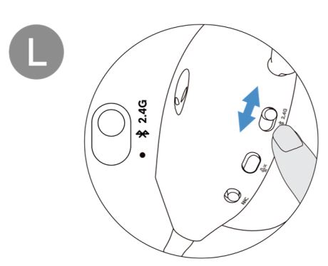 Switch slider on the headset to 2.4GHz mode