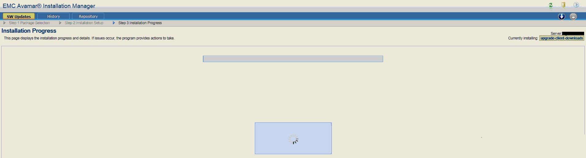 Stato di avanzamento dell'installazione
