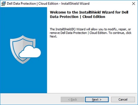 Welkomstscherm Dell Data Protection Cloud Edition
