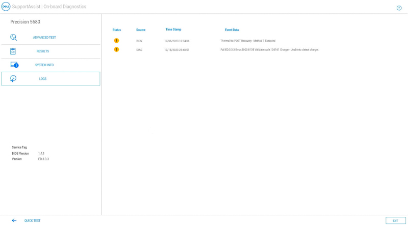 Diagnostics logs