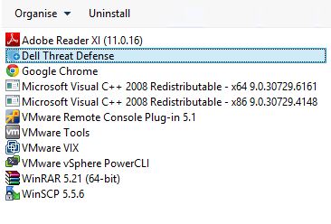 Desinstalación de Dell Threat Defense
