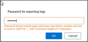 Setting a password for exporting logs