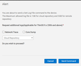 Ventana Alerta de Wyse Management Suite