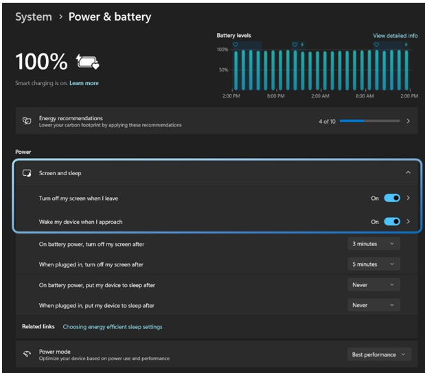 Page Alimentation et batterie