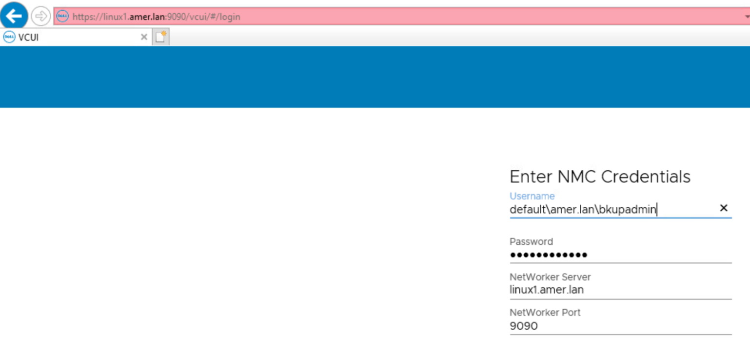 Log-in na interface do usuário do vCenter