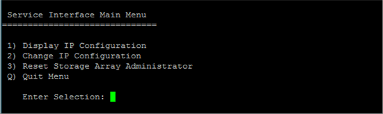 Image shows the options available when logging into a controller serially 