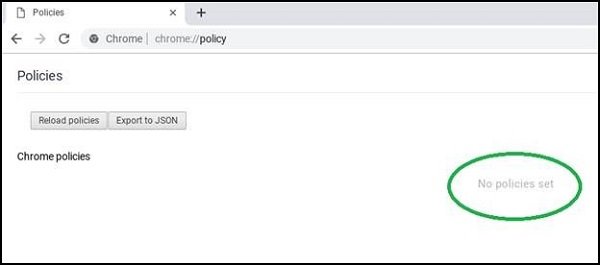 Informação No Policies Set do ChromeOS