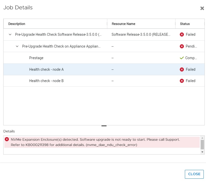 PowerStore Health Check NVMe Expansion Enclosure(s) Detected