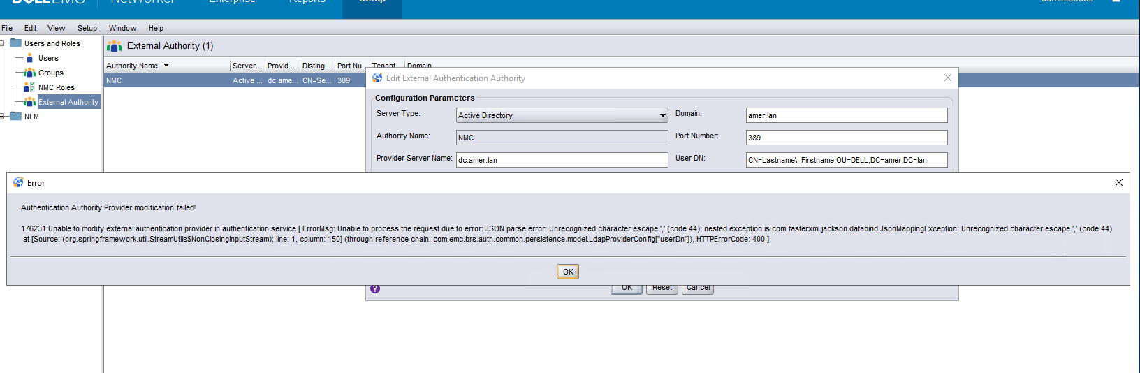 Błąd uwierzytelniania: Nierozpoznany znak Escape